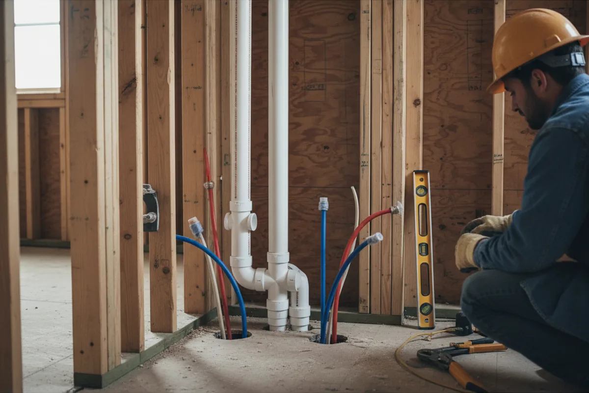 Drain and supply rough-in during Drain Cleaning in Winthrop